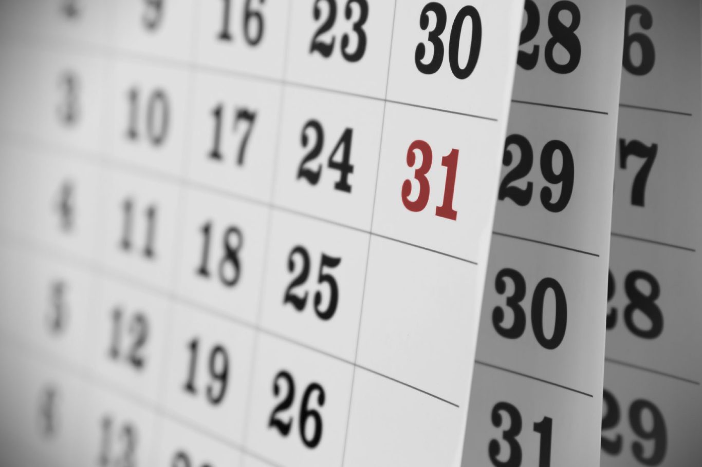 hojas_calendario_mes Tres hojas de un calendario de pared de formato almanaque